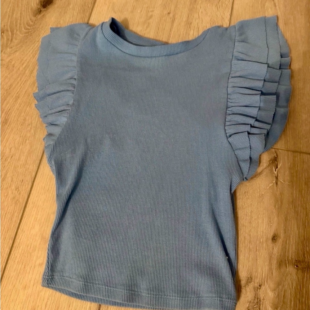 Zara light Blue Ruffled tank